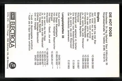 AK Musiker der Hot Dogs in Tracht mit Instrumenten, Autogramme