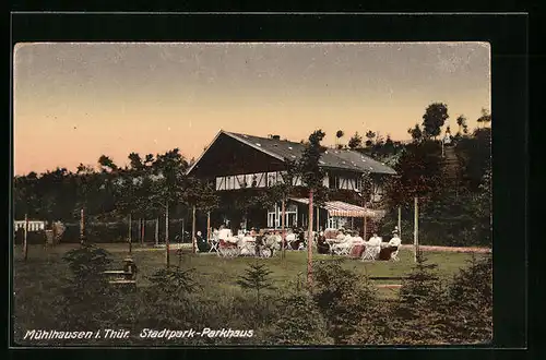 AK Mühlhausen i. Thür., Gasthof Stadtpark-Parkhaus