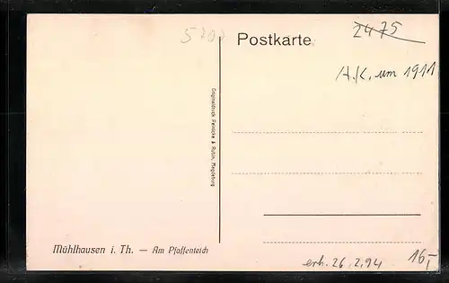 AK Mühlhausen i. Th., Am Pfaffenteich