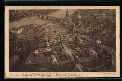 AK Dresden, Blick auf Zwinger, Kgl. Schloss und Opernhaus