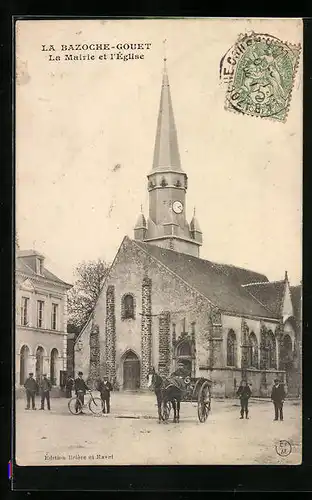 AK La Bazoche-Gouet, La Mairie et l`Église