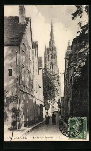 AK Chartres, La Rue de Beauvais, Strassenpartie