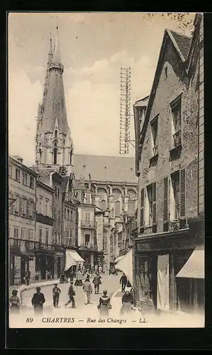 AK Chartres, Rue des Changes, Strassenpartie