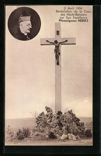 AK Les Hauts-Buissons, Bénédiction de la Croix des Hauts-Buissons par Son Excellence Monseigneur Heintz 1936