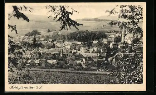 AK Schirgiswalde /O.-L., Teilansicht mit Kirche