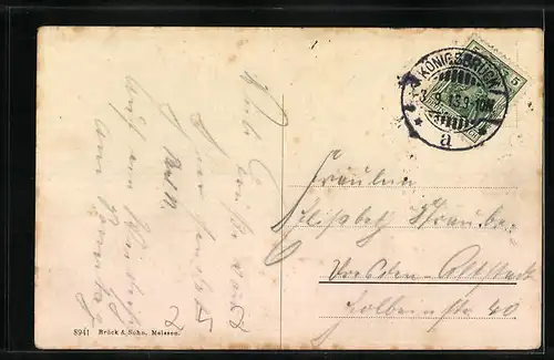 AK Königsbrück-Käbnitz, Ortspartie mit Wäscheleine