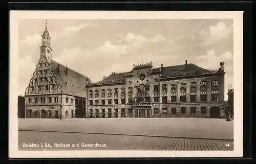 AK Zwickau i. Sa., Rathaus und Gewandhaus