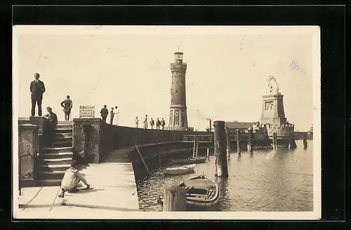 Foto-AK Lindau, Hafenpartie