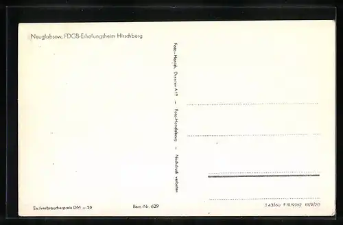 AK Neuglobsow, FDGB-Erholungsheim Hirschberg