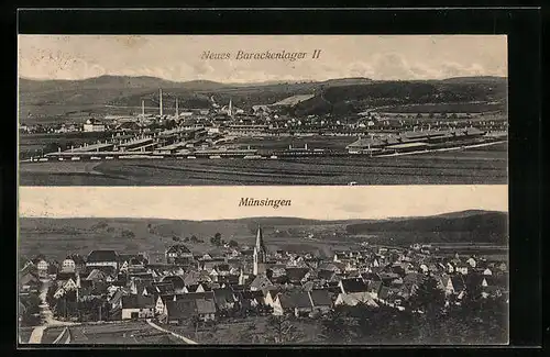 AK Münsingen, Barackenlager II, Stadtpanorama