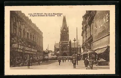 AK Saint-Denis, Rue de la République et Eglise St-Denis de l Estrée
