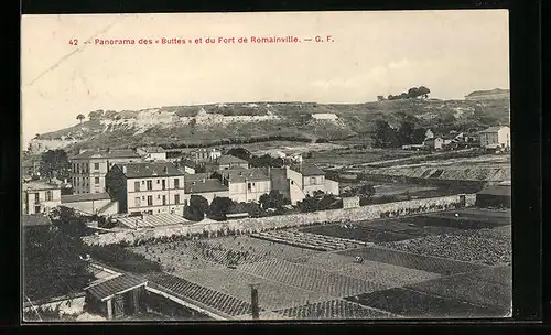 AK Romainville, Panorama des Buttes et du Fort