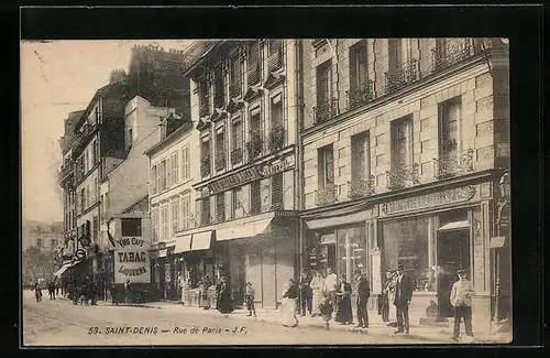 AK Saint-Denis, Rue de Paris, Strassenpartie