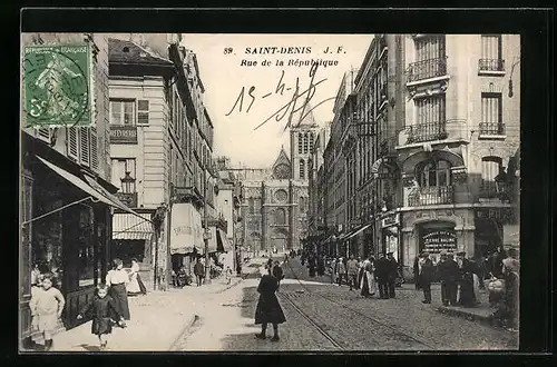 AK Saint-Denis, Rue de la République, Strassenpartie