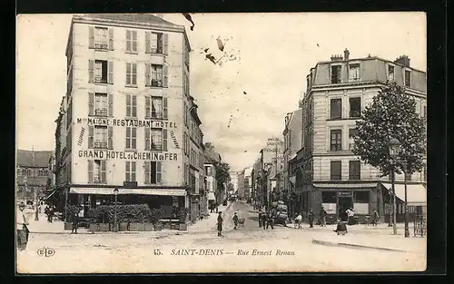 AK Saint-Denis, Rue Ernest Renan, Strassenpartie