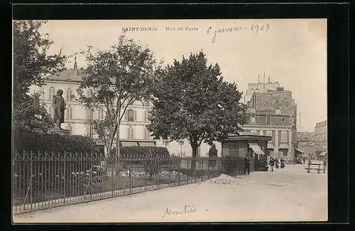 AK Saint-Denis, Rue de Paris, Strassenpartie