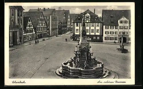 AK Schwabach, Platz mit Schönen Brunnen
