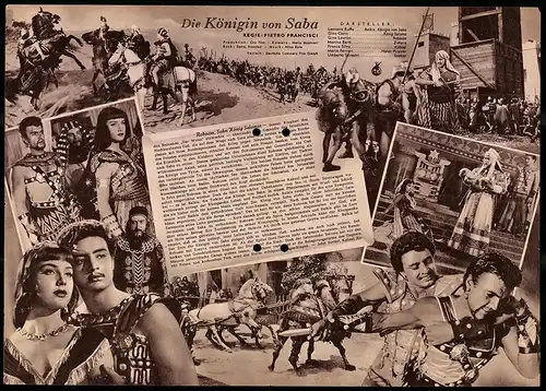 Filmprogramm IFB Nr. 1818, Die Königin von Saba, Leonora Ruffo, Gino Cervi, Franco Silva, Regie: Pietro Francisci