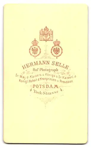 Fotografie H. Selle, Potsdam, York-Strasse 4, bebrillter Mann mit Schnauzer und Fliege