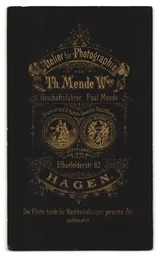 Fotografie Th. Mende, Hagen, Elberfelderstr. 82, Brünette Dame mit Brosche im tailierten Kleid