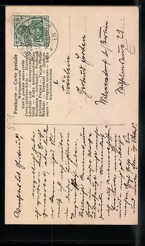 Foto-AK GL Co: Fräulein im Kleid mit einem Palmwedel