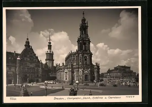 Foto-AK Walter Hahn, Dresden, Nr. 10898: Dresden, Georgentor, Schloss, Hofkirche und Opernhaus