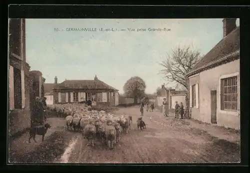 AK Germainville, Vue prise Grande-Rue