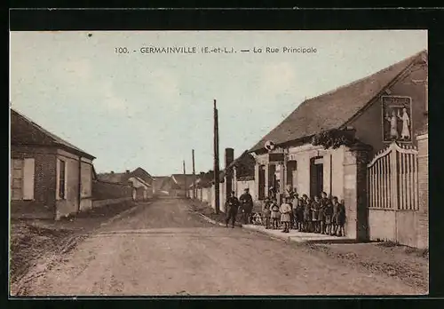 AK Germainville, La Rue Principale, Strassenpartie