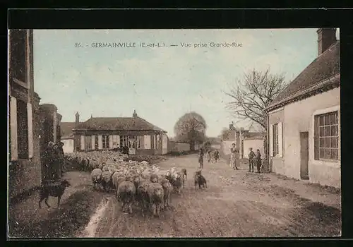 AK Germainville, Vue prise Grande-Rue