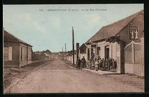 AK Germainville, La Rue Principale, Strassenpartie