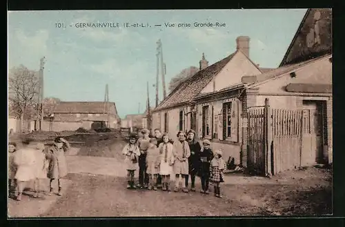 AK Germainville, Vue prise Grande-Rue