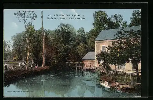 AK Yermenonville, Bords de la Voise et Moulin des Grès