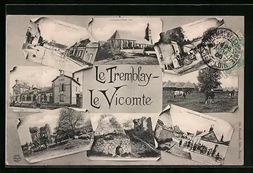 AK Le Tremblay-le-Vicomte, L`Eglise, Grande Rue, Bureau de Poste
