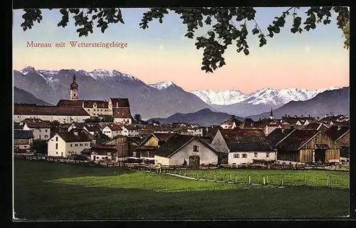 AK Murnau, Gesamtansicht mit Wettersteingebirge