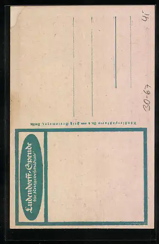 Künstler-AK Soldat bei der Aussaat, Ludendorff-Spende für Kriegsgeschädigte