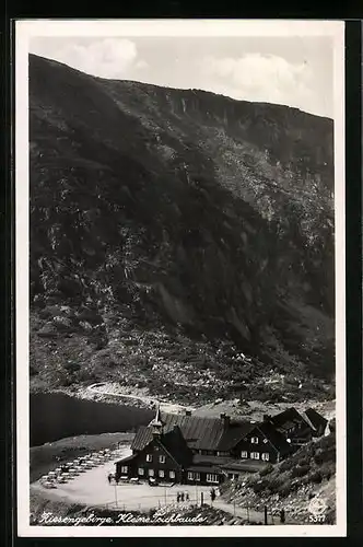 AK Teichbaude (Baude am kleinen Teich), Berghütte mit Terrasse