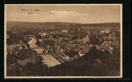 AK Diez /Lahn, Totalansicht mit Brücke