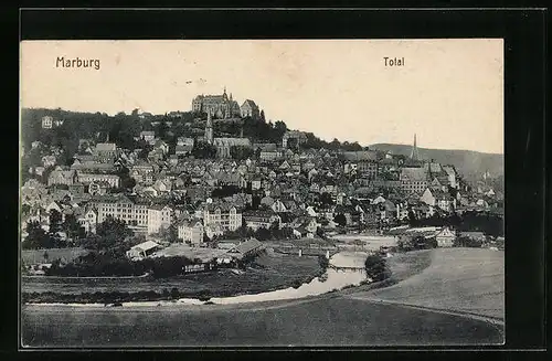 AK Marburg, Totalansicht mit Schloss