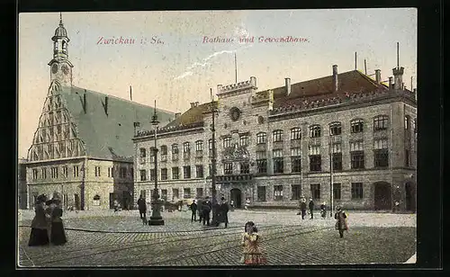 AK Zwickau, Rathaus und Gewandhaus