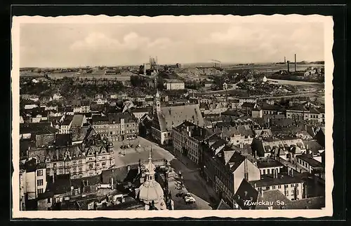 AK Zwickau, Ortsansicht aus der Vogelschau
