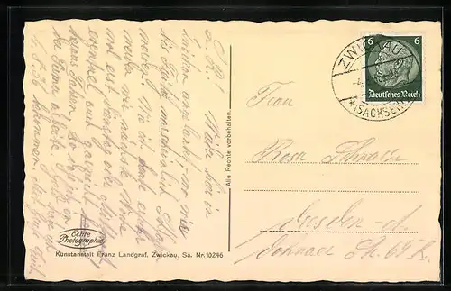 AK Zwickau, Ortsansicht aus der Vogelschau