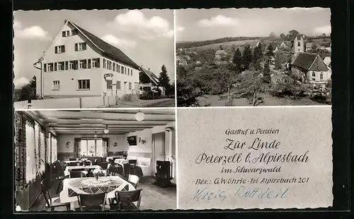 AK Peterzell b. Alpirsbach /Schwarzwald, Gasthof u. Pension zur Linde
