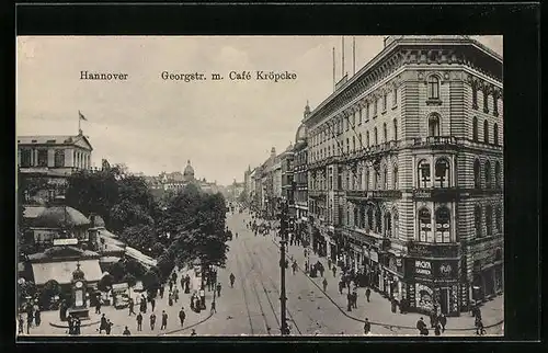 AK Hannover, Georgstrasse mit Cafe Kröpcke