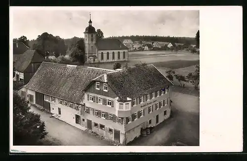 AK Schömberg, Gasthof zum Löwen und Kirche
