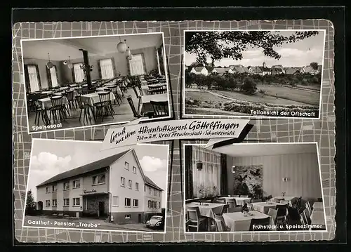 AK Göttelfingen, Gasthof- Pension Traube, Aussen- und Innenansichten