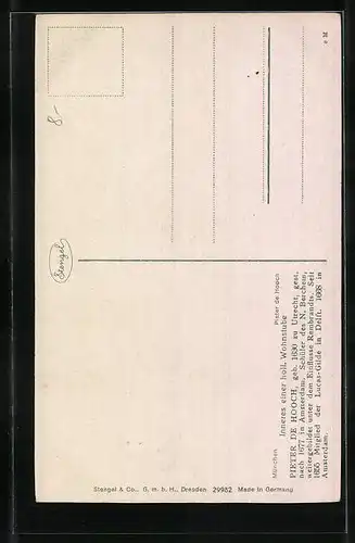 Künstler-AK Stengel & Co. Nr. 29982: Inneres einer holl. Wohnstube