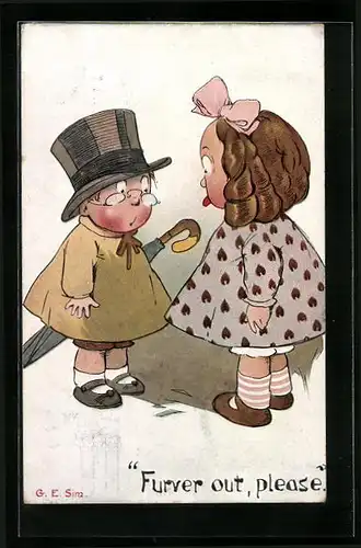 AK Mädchen streckt Jungen die Zunge raus