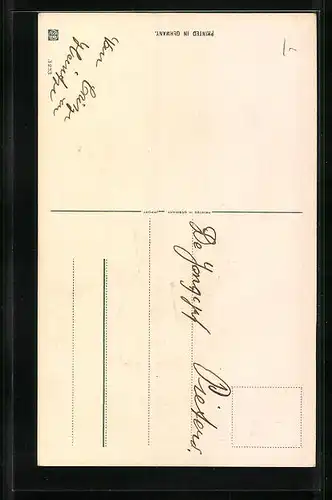 Präge-AK Kleines Paar mit Uhr und Kleeblättern