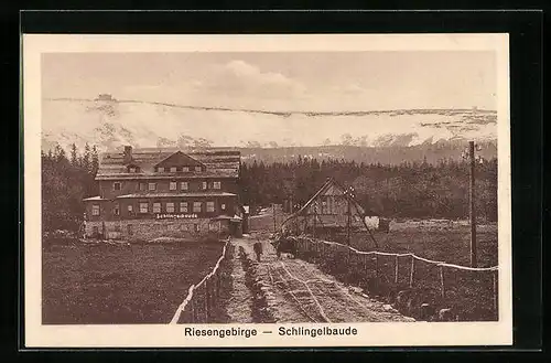 AK Schlingelbaude vom Weg aus