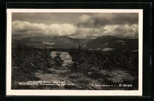 AK Peterbaude, Schneekoppe vor dem Sturm